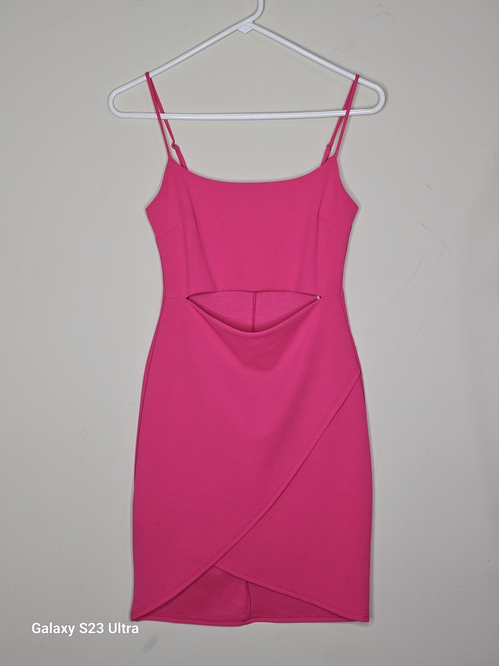 Lulu's Hot Pink Cutout Wrap Mini Dress